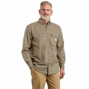 Carhartt FR Flame-Resistant Mens Twill Khaki Work Shirt Medium Regular